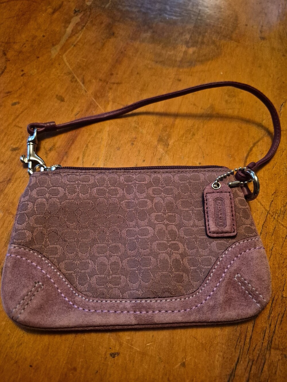 Vintage Coach Y2K Mauve Signature Wristlet Mini